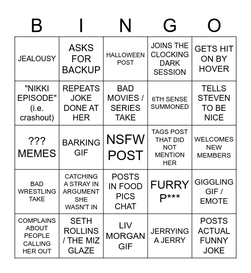 NIKKI Bingo Card