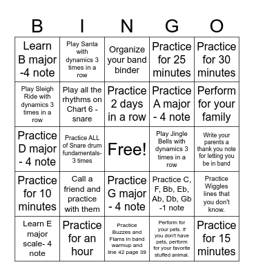 6th Percussion Bingo Card