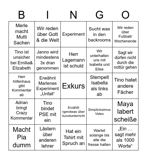 Chemie bei TIIINOOOO Bingo Card