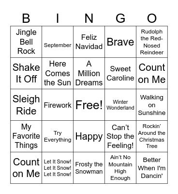 Musical Bingo! Bingo Card