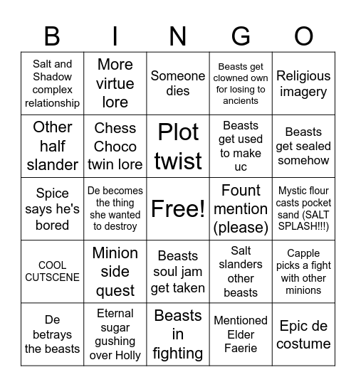 Darkness absolute bingo 🗿 Bingo Card