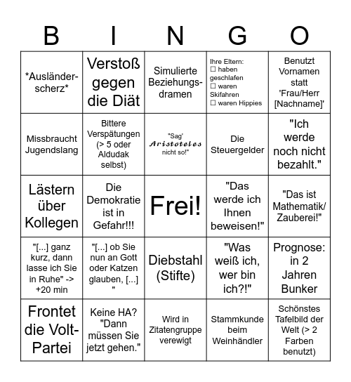 Das Aldudak'sche Bingo Card