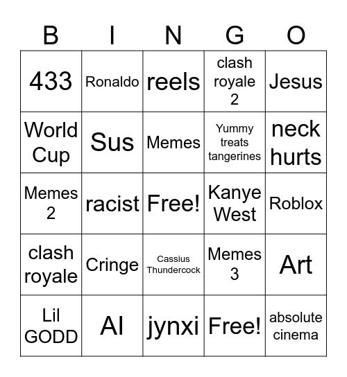 instagram bingo Card