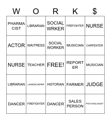 CAREERS Bingo Card