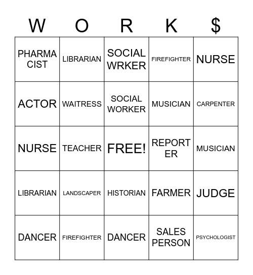 CAREERS Bingo Card