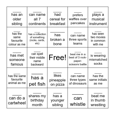 Ice Breaker Bingo! Bingo Card