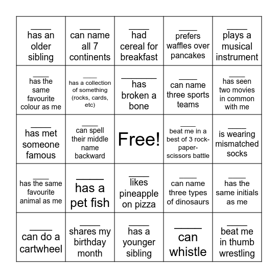 Ice Breaker Bingo! Bingo Card