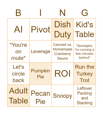 Helios Thanksgiving Gathering! Bingo Card