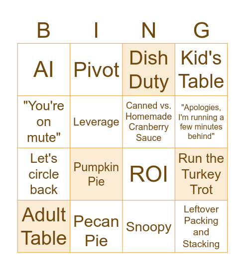 Helios Thanksgiving Gathering! Bingo Card