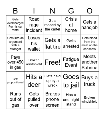 Rick’s Meat Trip Bingo Card