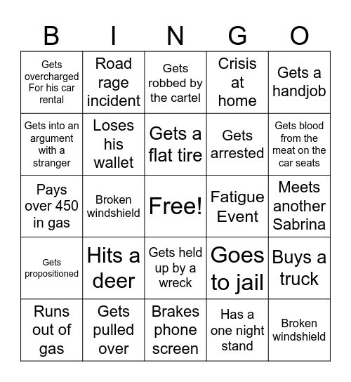 Rick’s Meat Trip Bingo Card