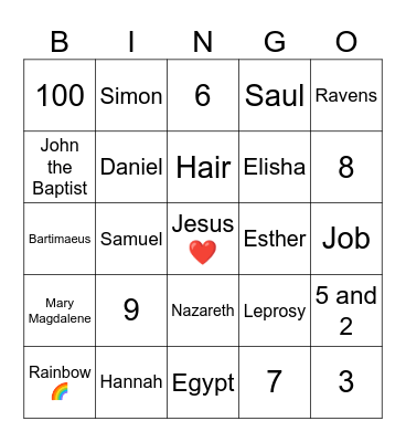 Bible Trivia Bingo Card
