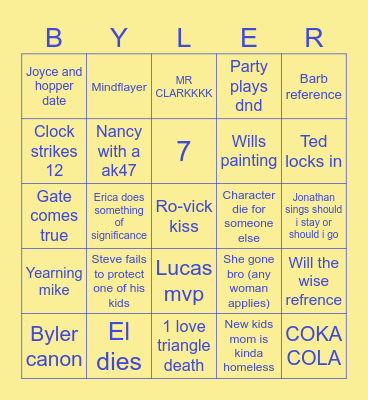 SEASON 5 STRANGER THINGS BINGO Card