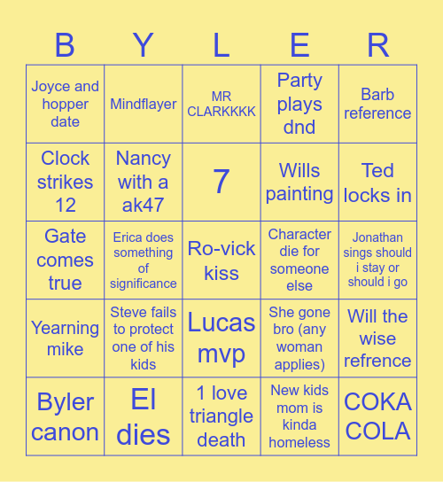 SEASON 5 STRANGER THINGS BINGO Card