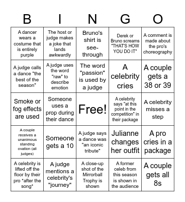 Semi-Finals/Prince Night Bingo! Bingo Card