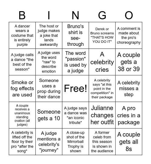 Semi-Finals/Prince Night Bingo! Bingo Card
