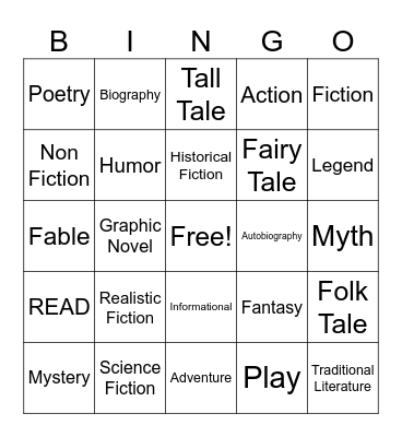Genre Bingo Card