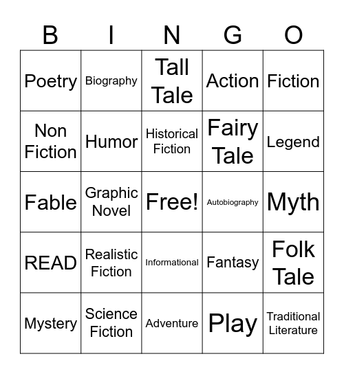 Genre Bingo Card