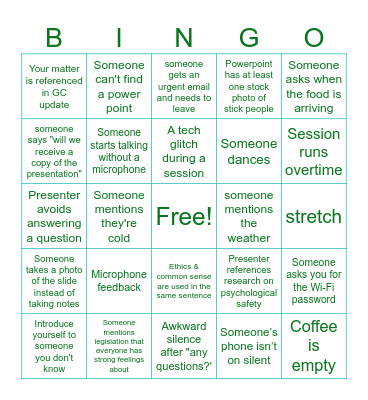 Conference Bingo Card