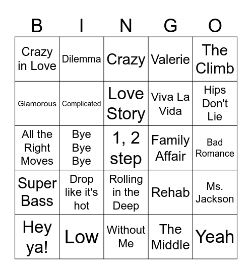 Early 2000s Bingo Card