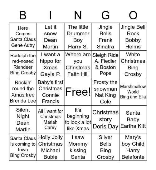 Christmas Bingo Card