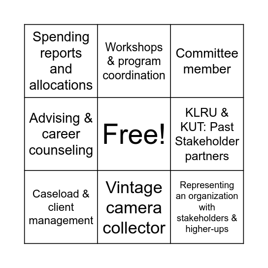 Interview Committee Bingo Card