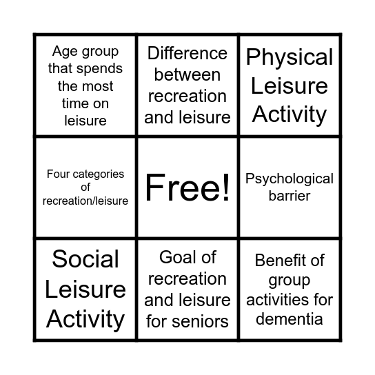 R+L Bingo Card