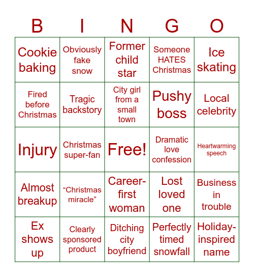 Holiday Hallmark Bingo Card