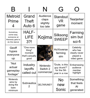 The Game Awards 2025 Bingo Card