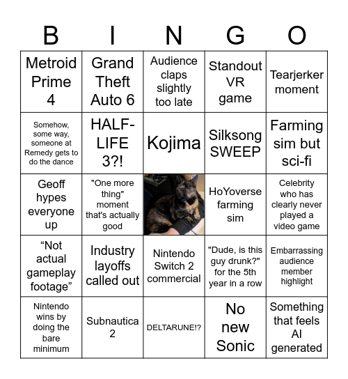 The Game Awards 2025 Bingo Card