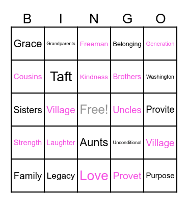 Love is.... Bingo Card