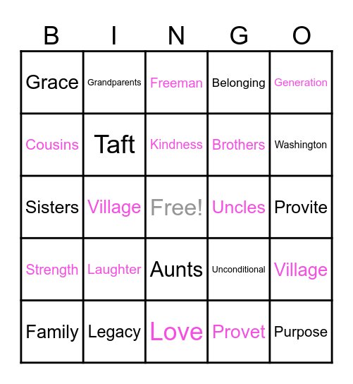 Love is.... Bingo Card