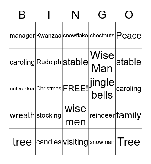 Holiday Bingo Card