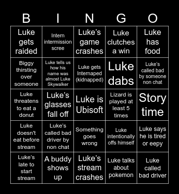 Intern Stream BINGO Card