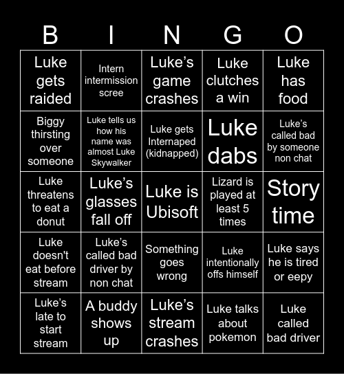 Intern Stream BINGO Card