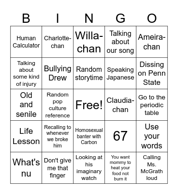 Erbert Bingo Card