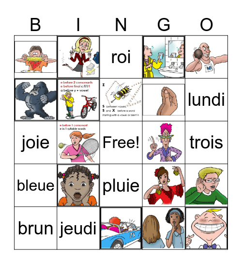 French Phonics Bingo Card