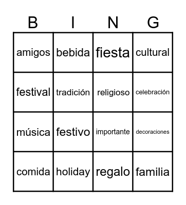 Holiday Bingo Card
