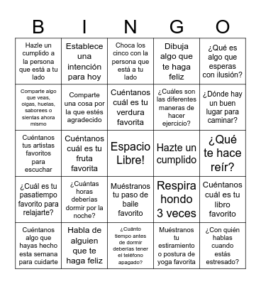 Bingo de Atención Plena Bingo Card