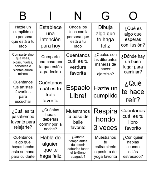 Bingo de Atención Plena Bingo Card