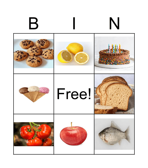 FOOD Bingo Card