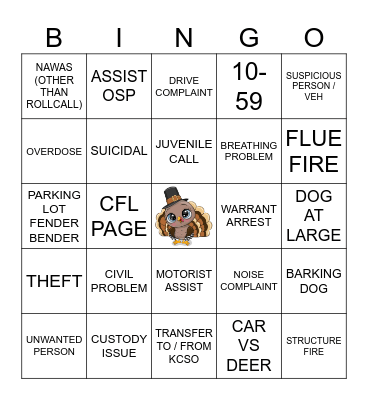 Thanksgiving BINGO Card