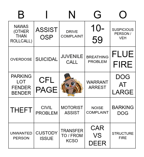 Thanksgiving BINGO Card