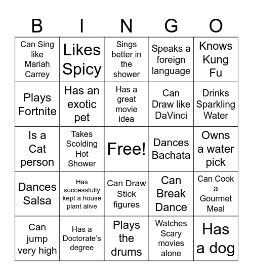 Meet Someone Who Bingo Card