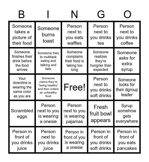 Le Brunch: Pancakes & Pajamas BINGO Card
