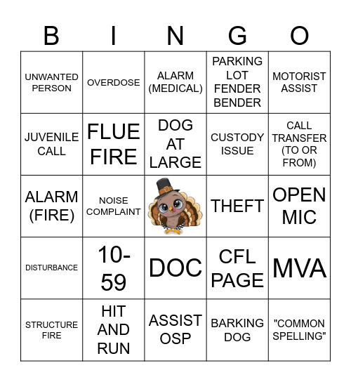 THANKSGIVING BINGO Card
