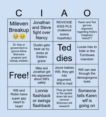 Stranger Thing S5 Bingo Card