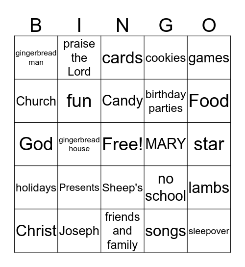 Christmas Bingo Card