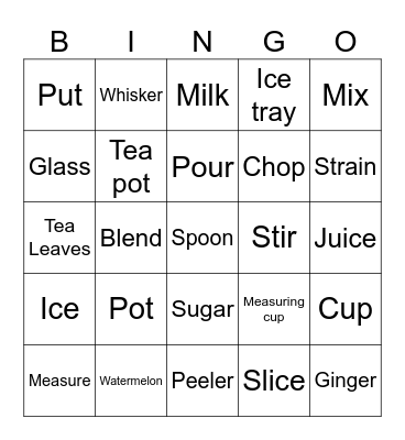 Let's Cook Bingo Card