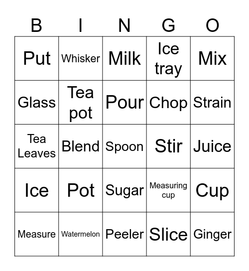Let's Cook Bingo Card